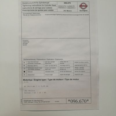 Garniture de tête de cylindre en acier pour JAC S5 Durabilité et performances supérieures
